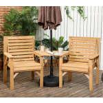 Garden Love Seat Rustic Companion Bench Set 2 Chairs Outdoor Wooden Patio Table