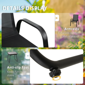 Garden Bistro Set 2 Chairs Coffee Table Outdoor Patio Armchairs Seat Furniture - Image 4