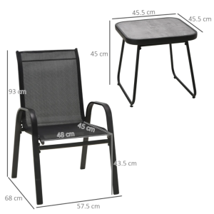 Garden Bistro Set 2 Chairs Coffee Table Outdoor Patio Armchairs Seat Furniture - Image 5