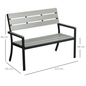 Metal Garden Bench 2 Seater Outdoor Furniture Modern Patio Loveseat Park Chair - Image 4
