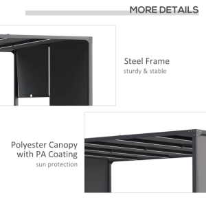 Metal Pergola Canopy Large Retractable Gazebo Led Lights Structure Garden Awning - Image 3
