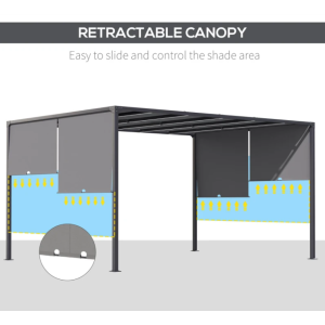 Metal Pergola Canopy Large Retractable Gazebo Led Lights Structure Garden Awning - Image 5