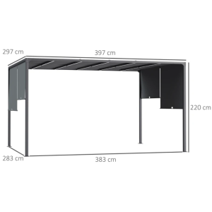 Metal Pergola Canopy Large Retractable Gazebo Led Lights Structure Garden Awning - Image 6