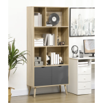 Tall Wooden Bookcase Vintage Retro Storage Shelving Unit Large Display Cabinet