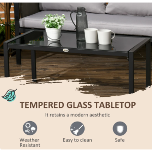 Metal Garden Furniture Set Conservatory Sofa Cushion Chairs Patio Glass Table - Image 4