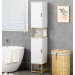 Tall Bathroom Cabinet Modern Gold White Storage Unit Display Cupboard Door Shelf