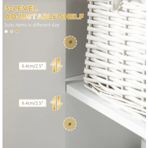 Tall Bathroom Cabinet Modern Gold White Storage Unit Display Cupboard Door Shelf - Image 4