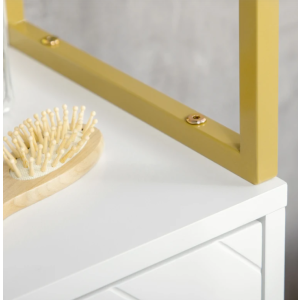 Tall Bathroom Cabinet Modern Gold White Storage Unit Display Cupboard Door Shelf - Image 7