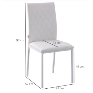 White Dining Chairs Modern Faux Leather Set 4 Contemporary Metal Kitchen - Image 3