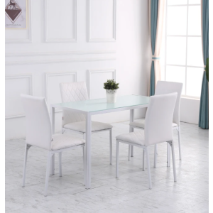 White Dining Chairs Modern Faux Leather Set 4 Contemporary Metal Kitchen - Image 2