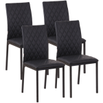 Black Dining Chairs Modern Faux Leather Set 4 Contemporary Metal Kitchen
