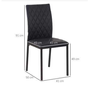Black Dining Chairs Modern Faux Leather Set 4 Contemporary Metal Kitchen - Image 5