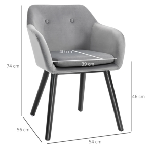 Retro Dining Chairs Set 2 Modern Fabric Velvet Seat Wooden Home Kitchen Lounge Furniture - Image 4