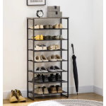 Tall Shoe Rack Vintage Industrial Style Storage Cabinet Rustic Metal Hallway Shelf Unit