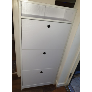 White Shoe Cabinet Modern Storage Cupboard Hallway Shelf Rack Unit - Image 4