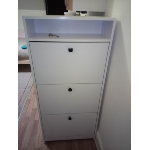 White Shoe Cabinet Modern Storage Cupboard Hallway Shelf Rack Unit - Image 5