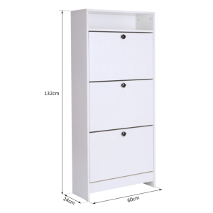 White Shoe Cabinet Modern Storage Cupboard Hallway Shelf Rack Unit - Image 6