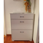 White Shoe Cabinet Storage Cupboard Drawer Organiser Unit Modern Hallway Furniture