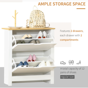 Modern Shoe Cabinet Hallway Storage Cupboard Wooden Door Organiser Rack Unit - Image 3