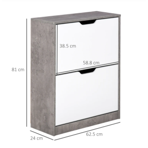 Grey Shoe Cabinet Modern White Storage Cupboard Hallway Organiser Unit - Image 5