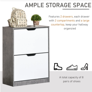 Grey Shoe Cabinet Modern White Storage Cupboard Hallway Organiser Unit - Image 3