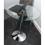 Small Glass Dining Table Round Kitchen Breakfast Bar Pedestal Metal Space Saving