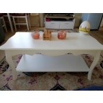 Vintage Coffee Table French Style Furniture White Living Room Wood Storage Shelf