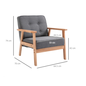 Vintage Style Danish Armchair Mid Century Chair Retro Fabric Sofa Modern Seat - Image 4