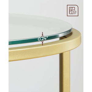 Round Industrial Side Table Vintage Modern Style Metal Glass Coffee End Stand - Image 4