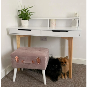Scandinavian Computer Desk Modern Writing Table Retro Wooden Office Storage - Image 3