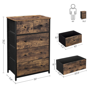 Industrial Chest Drawers Vintage Storage Sideboard Rustic Metal Furniture Unit - Image 4