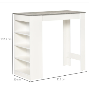 Breakfast Bar Table Tall Kitchen Furniture Dining Coffee Modern Storage Shelf Grey - Image 5