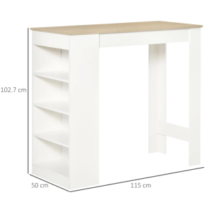 Breakfast Bar Table Tall Kitchen Furniture Dining Coffee Modern Storage Shelf Brown - Image 4