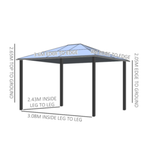 Garden Canopy Gazebo Large Outdoor Pergola Metal Structure Awning Sun Shelter - Image 9