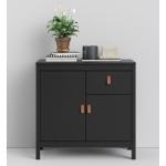 Modern Side Cabinet Vintage Retro Storage Cupboard Black Small Sideboard Unit