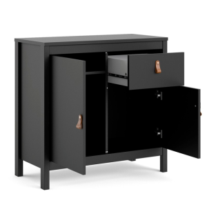Modern Side Cabinet Vintage Retro Storage Cupboard Black Small Sideboard Unit - Image 3