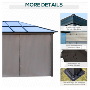 Garden Canopy Gazebo Large Outdoor Pergola Metal Structure Awning Sun Shelter - Image 10