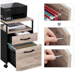 Industrial Filing Cabinet Vintage Rustic Wheels Drawers Office Storage Desk Unit - Image 5