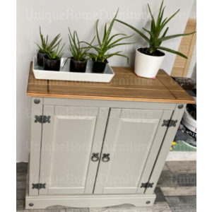 Rustic Storage Sideboard 2 Door Cupboard Small Wooden Side Cabinet Shelf Unit - Image 2