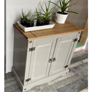 Rustic Storage Sideboard 2 Door Cupboard Small Wooden Side Cabinet Shelf Unit - Image 3