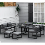 Garden Furniture Set Aluminium 8 Seater Dining Table Chairs Outdoor Cube Patio