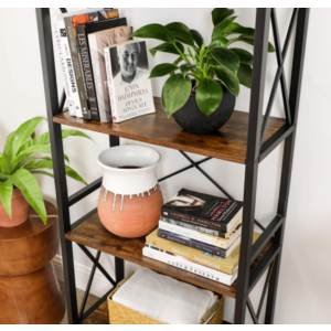 Vintage Industrial Bookcase Rustic Shelving Unit Metal Display Storage Cabinet - Image 2