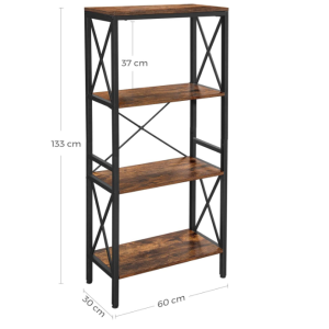 Vintage Industrial Bookcase Rustic Shelving Unit Metal Display Storage Cabinet - Image 3