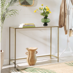 Vintage Console Table Modern Glass Furniture Hallway Side Unit Gold Dressing