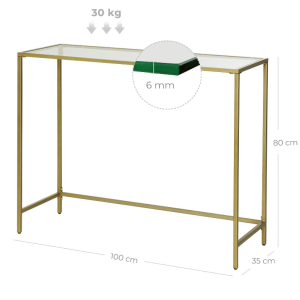 Vintage Console Table Modern Glass Furniture Hallway Side Unit Gold Dressing - Image 5