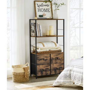 Tall Industrial Cabinet Vintage Chest Drawers Rustic Metal Bookcase Display Unit - Image 3