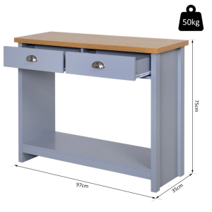 Vintage Console Table Grey Chic Furniture Modern Hallway Storage Drawers Shelf - Image 2