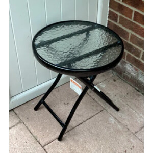 Small Garden Table Round Glass Furniture Bistro Coffee Side Metal Folding Patio - Image 2