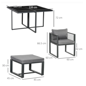 Garden Furniture Set Aluminium 8 Seater Dining Table Chairs Outdoor Cube Patio - Image 6