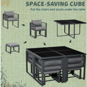 Garden Furniture Set Aluminium 8 Seater Dining Table Chairs Outdoor Cube Patio - Image 7